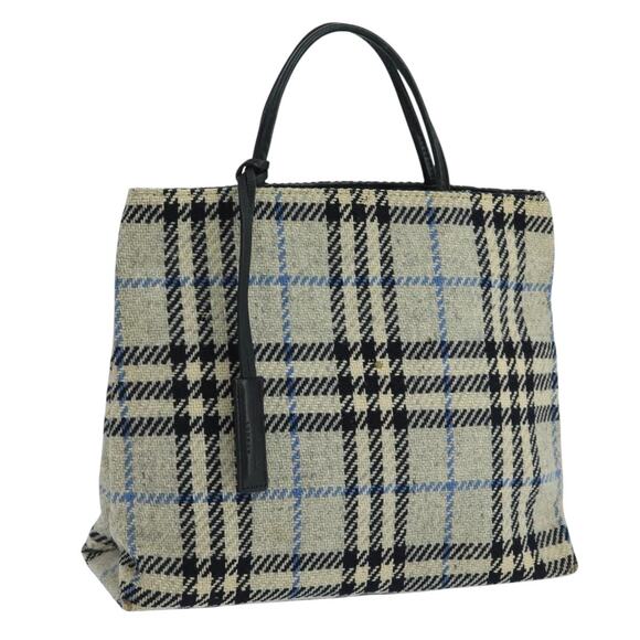 Burberry Nova Check Hand Bag Wool Gray - Picture 1 of 16